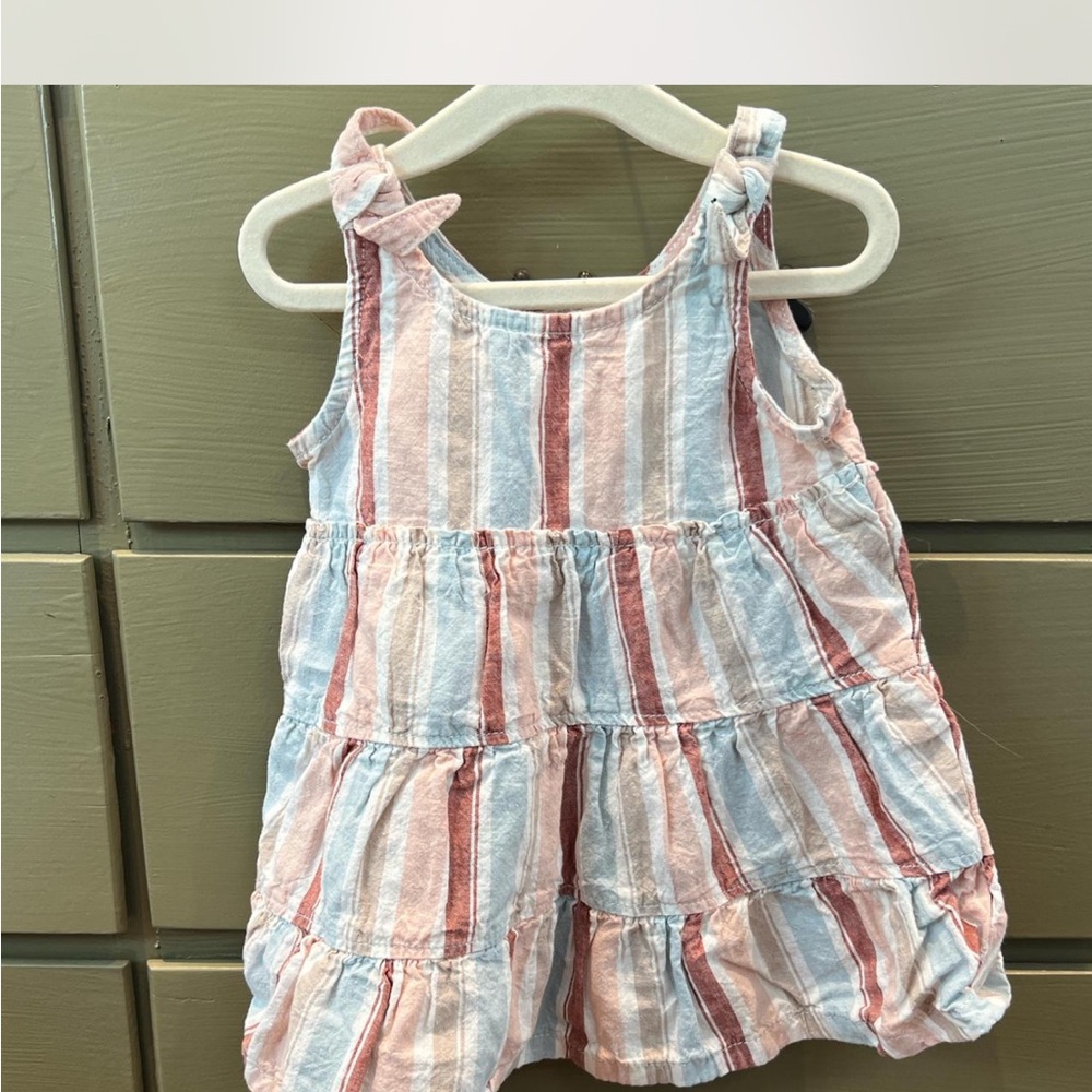 Striped Sleeveless Tiered Dress